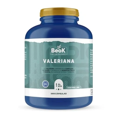 Imagen de BEOK valeriana 365 cápsulas La contribuye a conciliar el sueño y promueve bienestar físico mental en casos de estrés tensión.