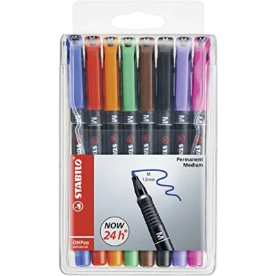 Imagen de Marcador permanente STABILO OHPen Estuche con 8 colores Punta media