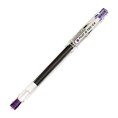 Imagen de PILOT G TEC C4 Lote de 5 bolígrafos tinta gel (punta ultra fina, 0,4 mm, trazo 0,2 mm), color morado