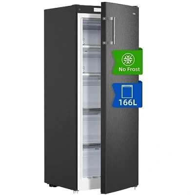 Imagen de CHiQ Congelador Vertical No frost 166L, Cajones XL, Control de Temperatura Electrónico, Puertas Reversibles, Silencioso, Ice Box, Color Inox Negro, Clase Energética E