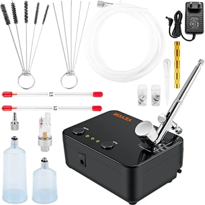 Imagen de VEVOR Kit de Aerógrafo 3 Modos con Compresor 135 x 98 55mm Aerografía Portátil Acción Doble Excelente Compatibilidad y Certificado Alimentario FDA, Ampliamente Utilizado