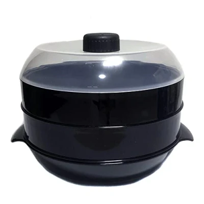 Imagen de AR Vaporera Dos Pisos para Uso en Microondas Cocina al Vapor Color Neutro, Aleatorio (Blanco o Negro)
