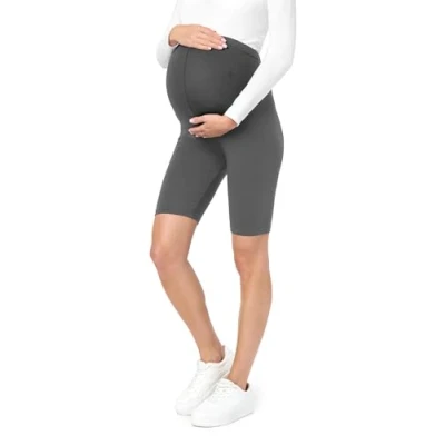 Imagen de Be Mammy Leggins Premamá Cortos para Mujer Mallas Cortas de Embarazo Shorts Embarazada Ropa Premama Deportiva Pantalones Maternidad BE20 228 (Gris, L)