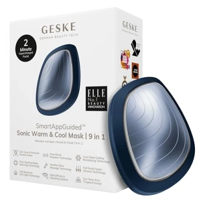 Imagen de GESKE SmartAppGuided™ Sonic Warm &amp; Cool Mask 9 en 1 Máscara facial LED de belleza Espectro completo y terapia luz roja Calor/frío Mayor absorción productosl masajeador