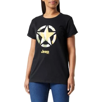 Imagen de JEEP O102927 B000 J Camiseta Oversize Mujer Estampado Star Fondo de Camuflaje Corteza Mangas con Vueltas J23W Black XS