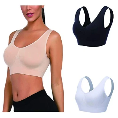 Imagen de Boolavard Bustier sujetador para mujer sin aros, juego de 3 unidades, suave, color Negro, blanco, beige, XL