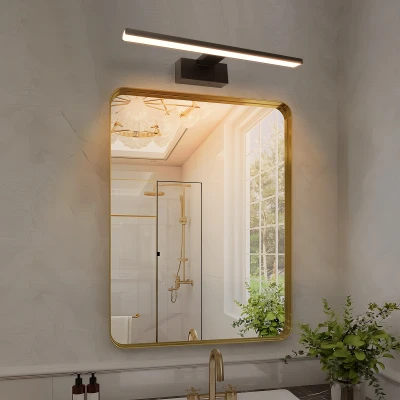 Imagen de Aigostar lámpara LED de espejo 40cm 8W 560lm baño amarillo cálido 4000K pared IP44 230V luz negro apliques