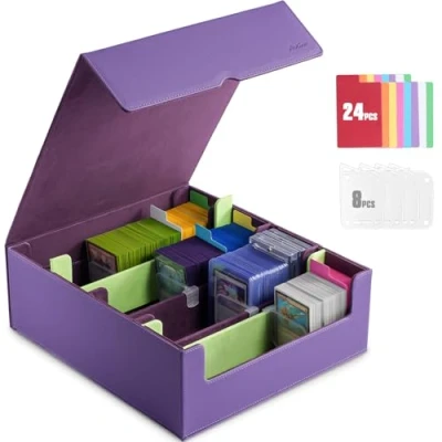 Imagen de Procase Caja para Cartas, Deck Box 2400+ Cartas con Compartimentos de Almacenamiento MTG TCG Morado