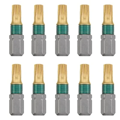 Imagen de kwb Titan juego de 10 puntas Torx T 25 mm, universales, destornilladores hexagonales 1/4 pulgadas