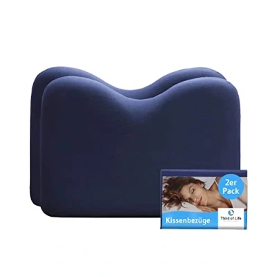 Imagen de Funda de Almohada Pack 2 Fundas Especialmente diseñada para Las Almohadas NuMOON y maBELLA Algodón Egipcio Punto Jersey Doble con Cremallera (Azul Marino)