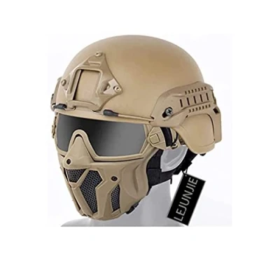 Imagen de PJ Tactical Airsoft Casco y Máscara de Protección Facial Completa, con Gafas Antivaho Desmontables Fast para Paintball CS