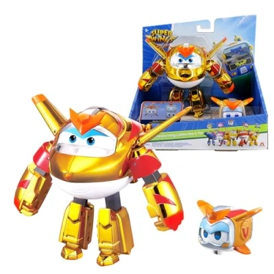 Imagen de Super Wings EU770441 Transforming Golden Boy &amp; Pet, Figura de Juguete transformable Aprox. 12 cm con Mascota 4,3 cm, para niños a Partir 3 años