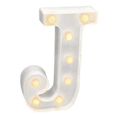 Imagen de JANDEI letras led iluminadas, letra J con luz blanca cálida, luces decoración y ambiente, nocturna bodas, cumpleaños, escaparates, números (funcionan pilas)