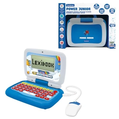 Imagen de Lexibook, Power Junior, Ordenador Portátil Educativo Bilingüe INGLÉS/ESPAÑOL con 40 Actividades Incluyendo una Nueva Forma de Aprender a Leer y Contar, Color Azul/Blanco (JC398i2)
