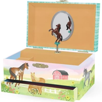 Imagen de Giggle &amp; Honey Joyero Musical de Cavalla para Niñas Bailarín con Espejo, Regalo Niñas, Cumpleaños Niños, Edades 3 10