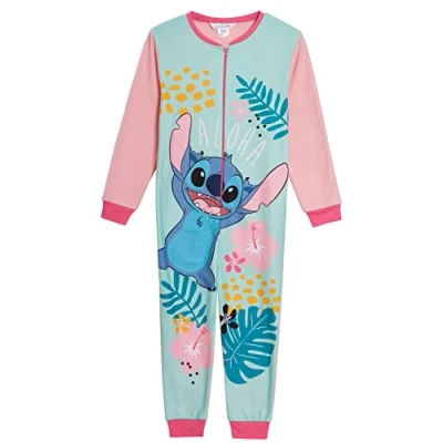Imagen de Disney Pijama de forro polar para niñas, todo en uno, con cremallera, ropa dormir, rosa, 9 10 Years