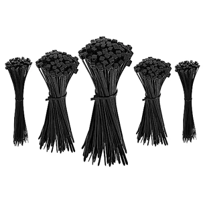 Imagen de Amazon Basics Bridas ajustables para gestión de cables, 100/120/150/200/300 mm, 500 Unidad, color Negro