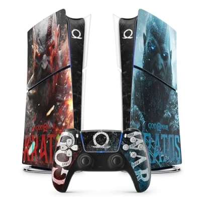 Imagen de PS5 Kratos Sticker, Playstation 5 Gaming Consola y Mando, Slim Edition Digital Skin (1 Mando)