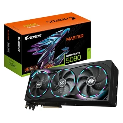 Imagen de Gigabyte AORUS GeForce RTX 5080 Master 16G Tarjeta Gráfica 16GB GDDR7, 256 bits, PCI E 5.0, 2805MHz Core Clock, 3 x DisplayPort, 1 HDMI, GV N5080AORUS M 16GD