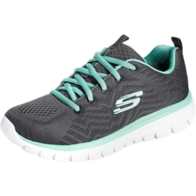 Imagen de Skechers Graceful Get Connected, Zapatillas Mujer, Charcoal Mesh Green Trim, 37.5 EU