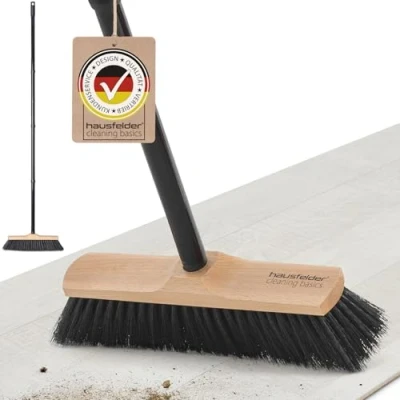 Imagen de Hausfelder Escoba para Interiores con Mango, de Madera Recoger Polvo, y Cepillo Interiores, cerdas Suaves (30 cm)