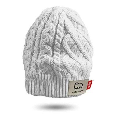 Imagen de SBS Gorro de invierno unisex ideal para música y llamadas con conector auriculares micrófono integrados, color blanco