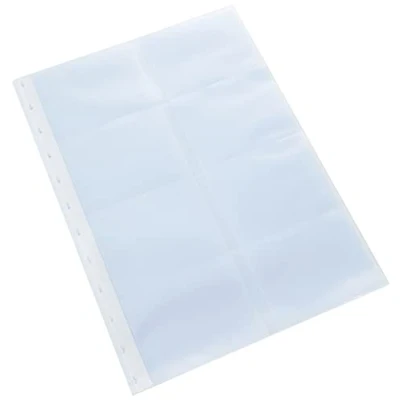 Imagen de Exacompta Ref. 86211E Paquete de 10 bolsillos recambio para tarjeteros con anillas extraíbles 21x29,5 cm ref 75251E (16 tarjetas visita por página 90x60 mm) cristal