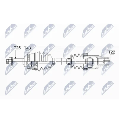 Imagen de NTY NPW SU 025 Árbol de transmisión Eje delantero, derecha 640 SUZUKI: SWIFT 3
