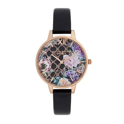 Imagen de Olivia Burton Reloj Analógico de Cuarzo para mujer con Correa en piel Negro OB16GH11