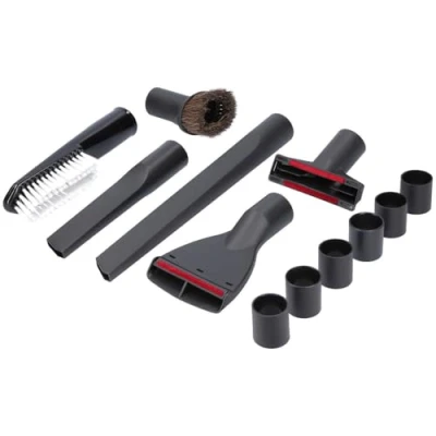 Imagen de Kenekos Juego de boquillas universales 32/35 mm, 6 piezas + adaptadores, incluye cepillo para muebles, boquilla tapicería, juntas, color negro, compatible con aspiradoras