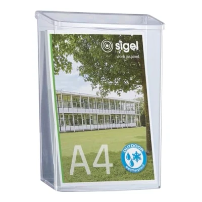 Imagen de Sigel LH325 Porta folletos para exterior, acrilico resistente a UV, A4, 1 unds