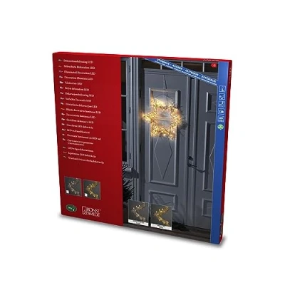 Imagen de Konstsmide Estrella de metal LED, color latón, 90 diodos ámbar, 3 V, exterior (IP44), cable transparente 1795 803