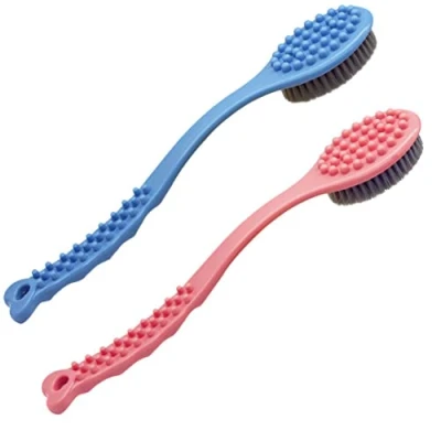 Imagen de QiCheng&amp;LYS Cepillo de Ducha Mano, con Mango Largo Suave y Cómodo Para Masaje o Exfoliación Piel Seca (Azul Rosa)