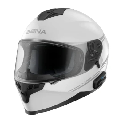 Imagen de Sena OutRide Casco integral con intercomunicador Bluetooth integrado y conectividad el smartphone (Blanco, L)