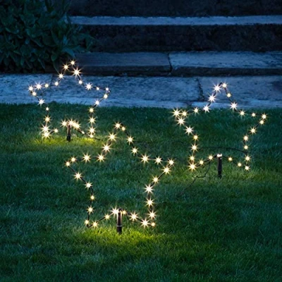 Imagen de Lights4fun Conjunto de 3 Balizas Estrellas Luminosas LED Blanco Cálido para Exteriores