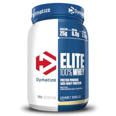Imagen de Dymatize Elite 100% Whey Gourmet Vanilla 932g Pulverizador de adecuada Poteína y Baja Azúcar + Proteína Suero BCAA