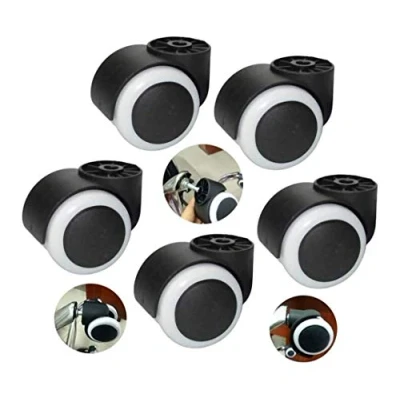 Imagen de 50 mm Diámetro del echador de los muebles reemplazo ruedas giratorias for sillas agujero 8 sin vástago Silencio Silla oficina Caster giro 360 ​​grados Home Office F