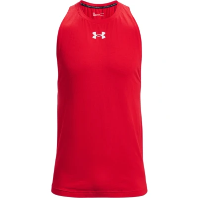 Imagen de Under Armour UA Baseline Cotton Tank camiseta de deporte para hombre, hombre jugar al baloncesto, color rojo/blanco/blanco