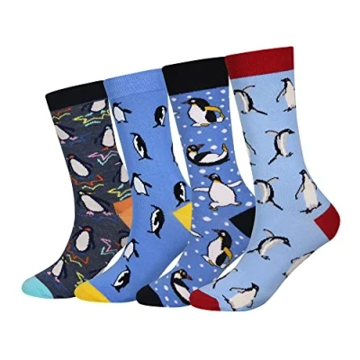 Imagen de Cansok calcetines de Pingüino becerro la tripulación novedad hombre 4 pares