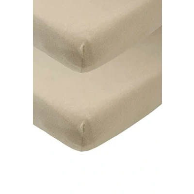 Imagen de Lote de 2 sábanas Ajustables Meyco Baby Uni para la Cuna (sábana Jersey Suave, Fabricada en algodón 100%, Dimensiones: 70 x 140 cm), Topo