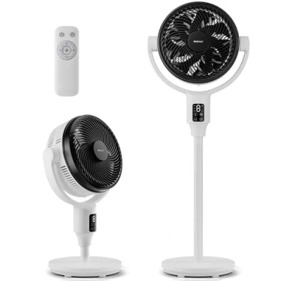 Imagen de Pro Breeze AirFlo Plus Ventilador de Pie Portátil Ultrasilencioso y Potente. 2 alturas 60 111cm Pantalla LED, mando a distancia, modos, oscilación vertical horizontal Cabezal extragrande