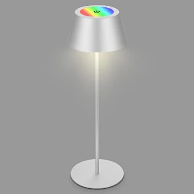 Imagen de BRILONER Lámpara de mesa a pilas 2 en 1, táctil, luz móvil, LED para exteriores, IP44, sin cable, color plata