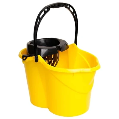 Imagen de MAYA Cubo Ovalado con Escurridor de 15L. Asa Ergonómica. Gris. Fabricado en PPL. Amplia Variedad Colores. (Amarillo)