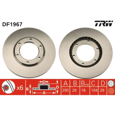Imagen de TRW DF1967 Disco de freno 295 20 6 137 ventilado barnizado NISSAN: Patrol Hardtop, GR 4 SUV, 5 SUV