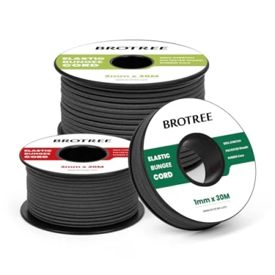Imagen de Brotree Cuerda Elástica 2mm x 30m Hilo Elastico de Goma para Bricolaje, Manualidades, Costura, Abalorios, Pulseras y Tienda Negro