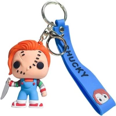 Imagen de EZB Chucky Llavero de terror Idea regalo peculiar para hombres, mujeres, niños y niñas aterrador, rosso, Talla única