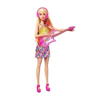 Imagen de Barbie Malibú Muñeca Rubia con Guitarra de Juguete y Accesorios música, Regalo para niñas niños +3 años (Mattel GYJ23)