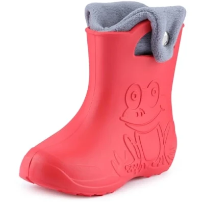 Imagen de Ladeheid Botas de Agua para niños en EVA Unisexo Lluvia Forradas Zapatos Infantiles Calzado Invierno Impermeable Rainboots LA CA 04 (Coral/Gris, 22/23 EU)