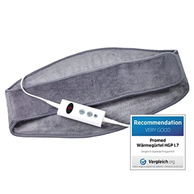 Imagen de Cinturón térmico Promed HGP 1.7 para la espalda y los riñones, cojín con apagado automático, protección contra el sobrecalentamiento, 10 niveles de temperatura, calentamiento rápido, lavable