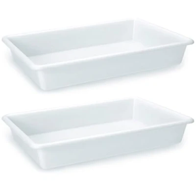 Imagen de AC Pack de 2 Bandejas Frigorificas Capaciadad 5,6 L Fabricado en Plástico Apto para Microondas y Congelador 9 x 36 27 cm Color Blanco